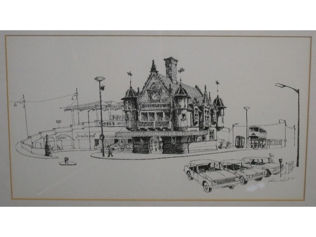 Appraisal: ROBIN WARD Two pen drawings 'St Enoch Station' signed and