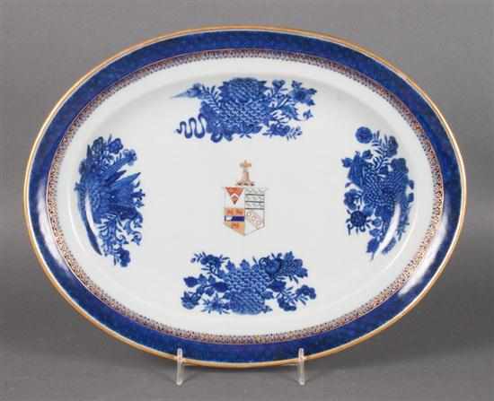 Appraisal: Chinese Export blue and white porcelain armorial platter bearing the