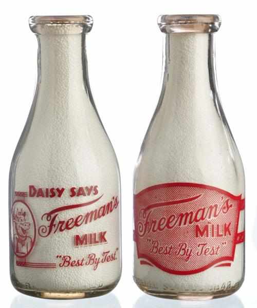 Appraisal: Lot of Freeman s Milk Bottles Description The reverse side