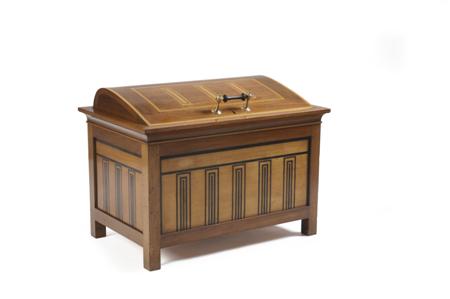 Appraisal: AUSTRIAN SCHOOL COFFER CIRCA mahogany birch and stained wood the