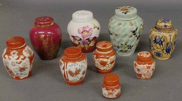 Appraisal: Nine oriental ginger jars th thc some Satsuma examples largest