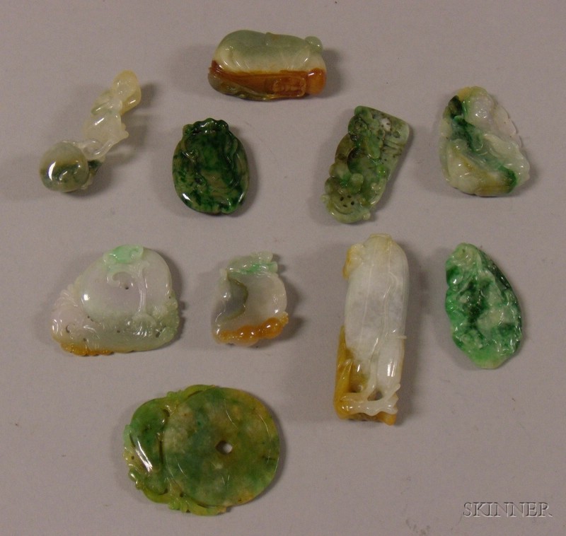 Appraisal: Ten Assorted Carved Jade Pendants and Other Items of various