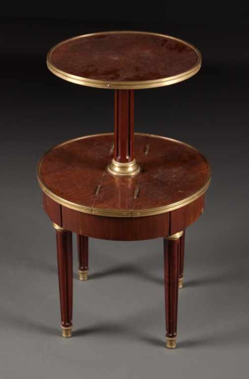 Appraisal: Louis XVI style brass-mounted mahogany table servante early th century