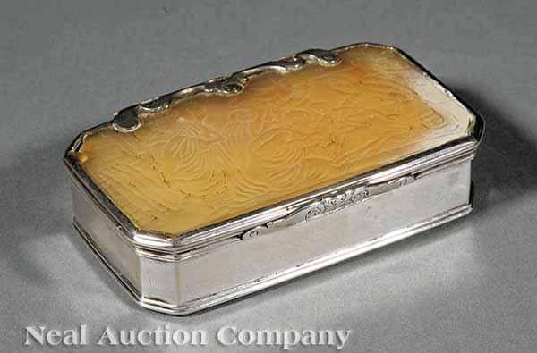 Appraisal: A Dutch Silver and Mother-of-Pearl Tobacco Box th c with