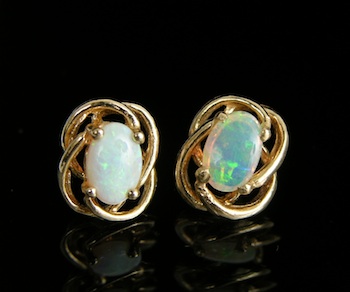 Appraisal: A Pair of Opal Earrings is k Gold k yellow