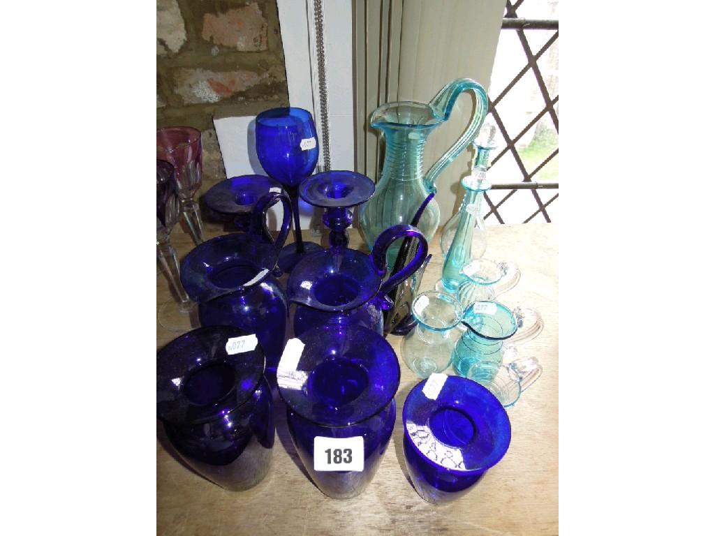 Appraisal: A collection of Bristol Blue glassware including a pair of