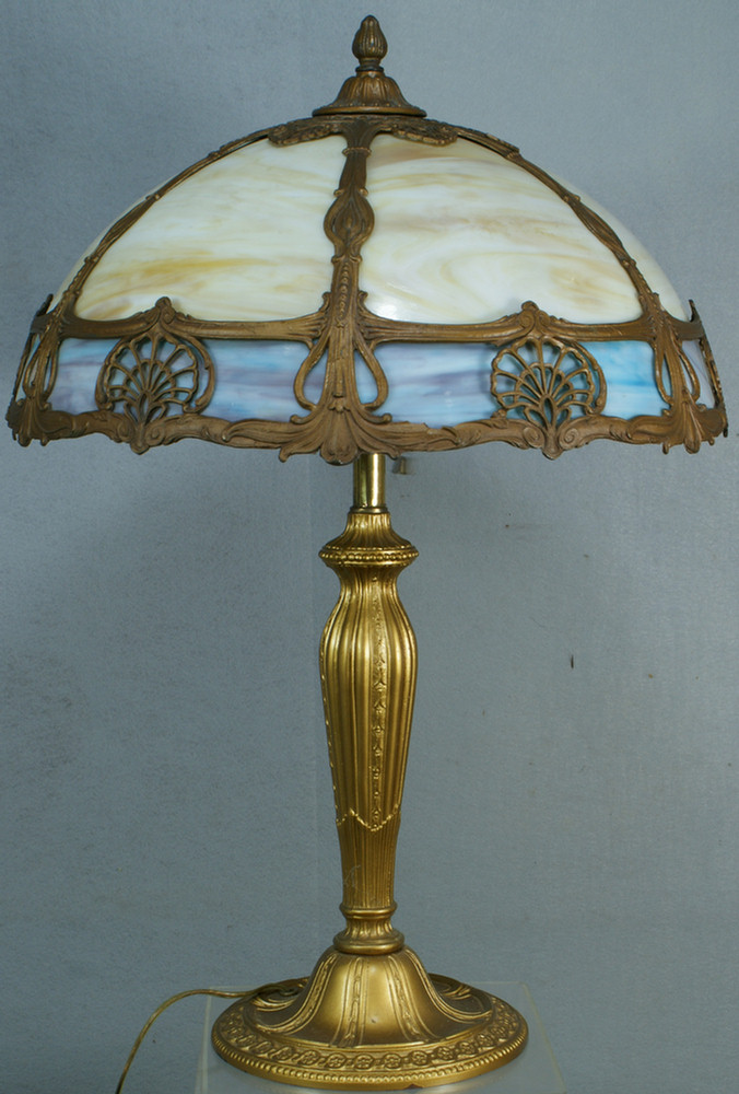 Appraisal: American leaded glass slag table lamp approximately h bottom base