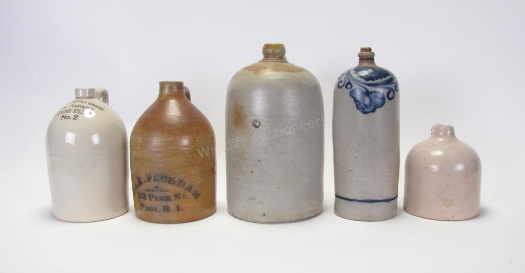 Appraisal: Group of Stoneware Jugs five total including two gallon southern