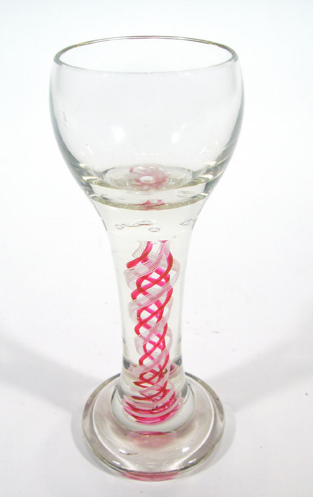 Appraisal: Clear drinking glass with pink and white latacino twisted stem