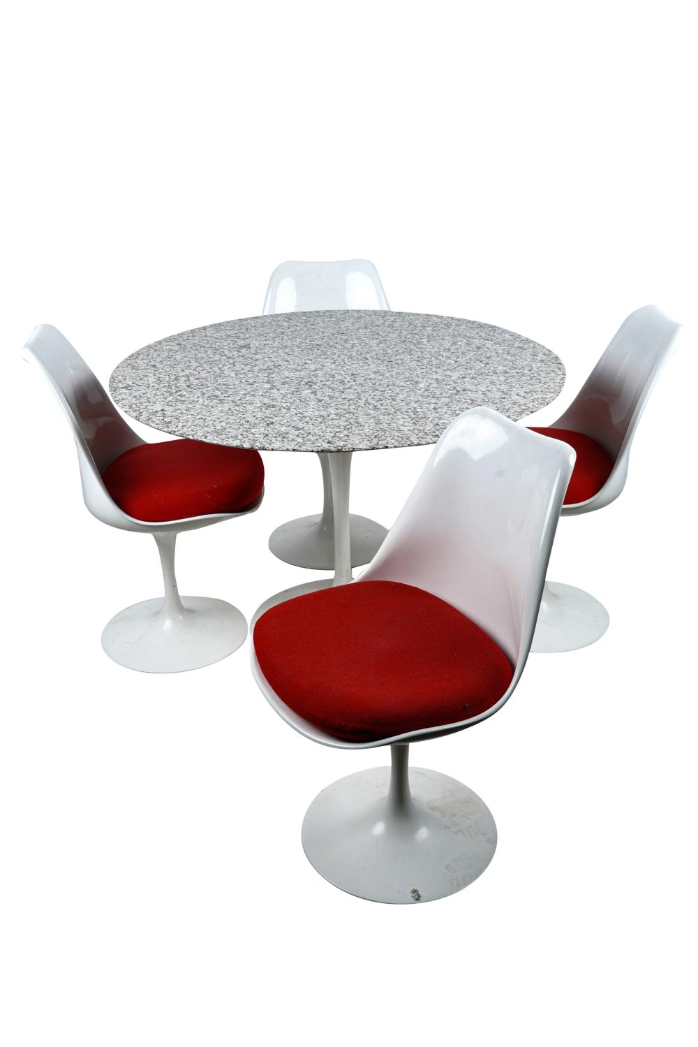 Appraisal: EERO SAARINEN FOR KNOLL TULIP DINETTE TABLE WITH FOUR CHAIRSthree