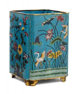 Appraisal: A Cloisonne Enamel Square Brush Pot A Cloisonne Enamel Square