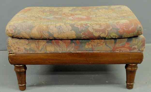 Appraisal: Victorian mahogany footstool with turned feet and hidden compartment h