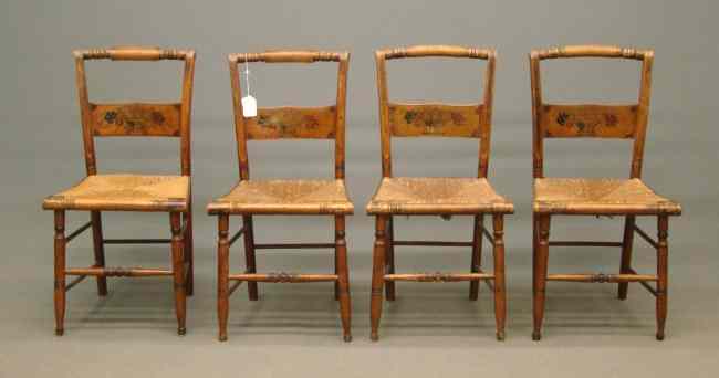 Appraisal: Set of th c Hitchcock type rush seat chairs ''