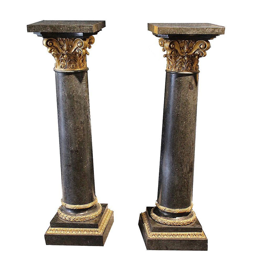 Appraisal: Pair Large Neoclassical Marble Overlay Pedestals Pair of Neoclassical Corinthian