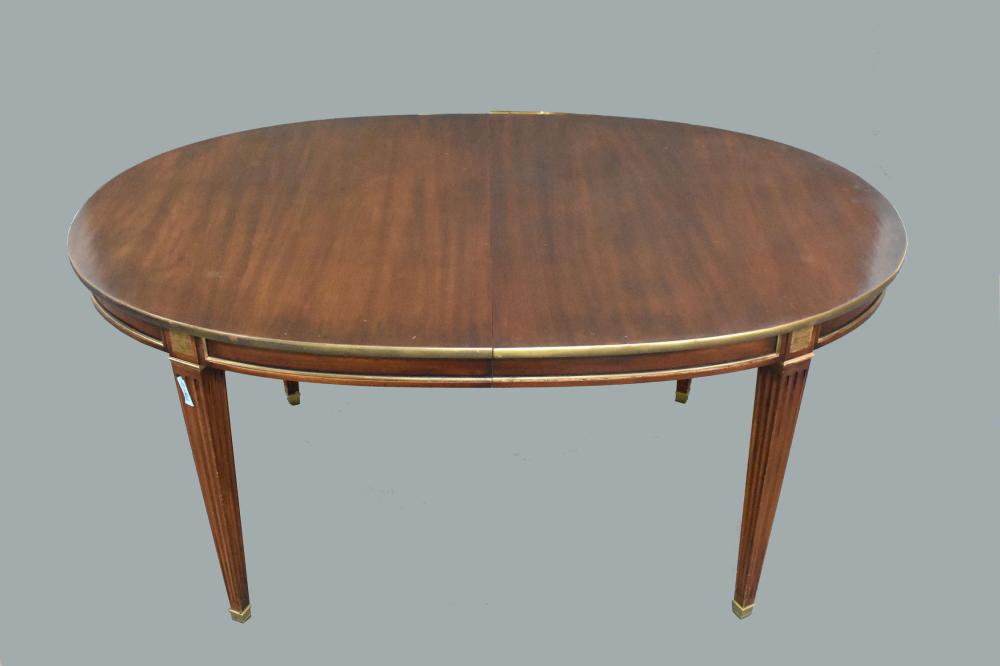 Appraisal: LOUIS XVI STYLE BRASS MOUNTED MAHOGANY EXTENSION DINING TABLEThe top