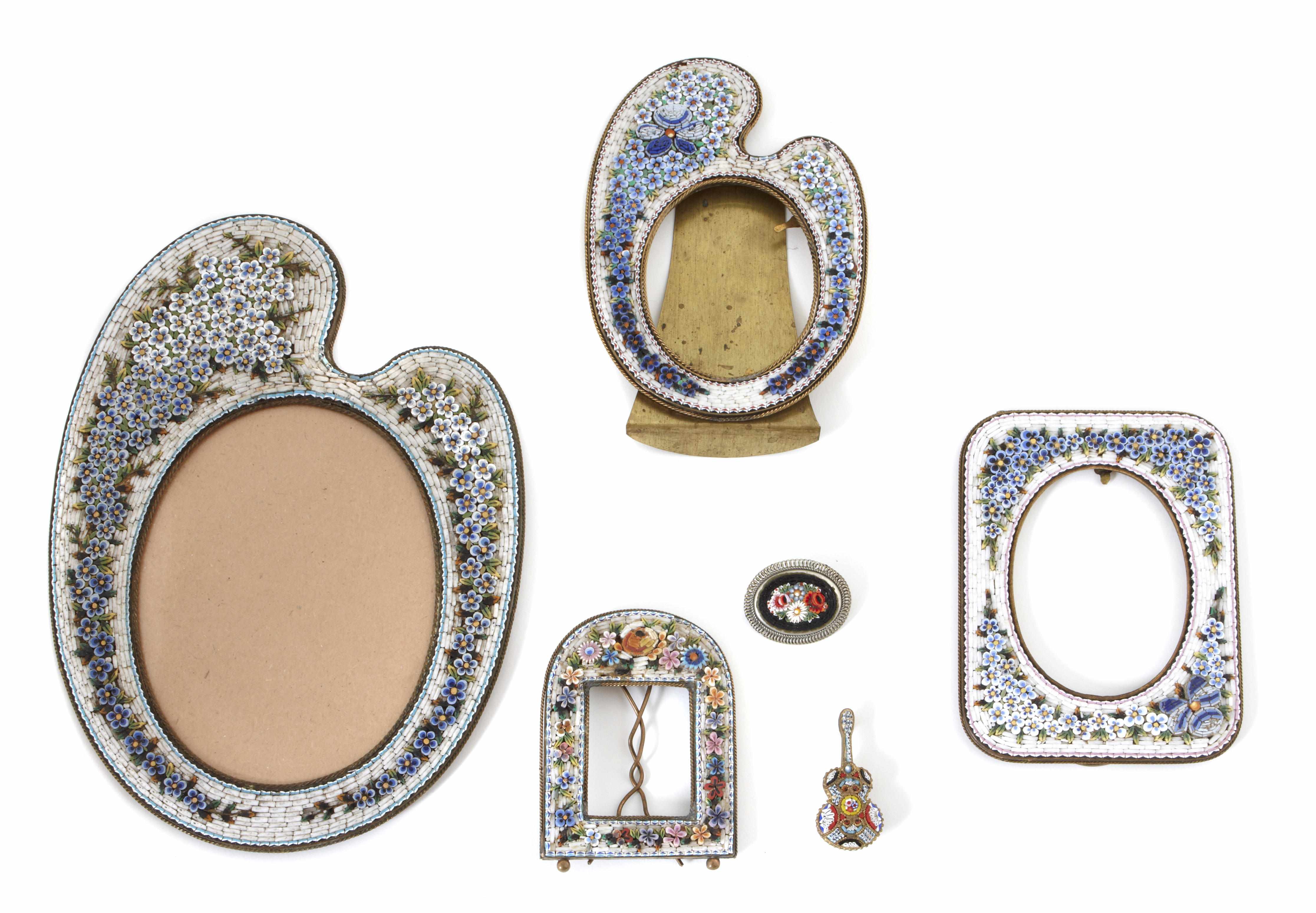 Appraisal: A group of micromosaic items Including four frames and three