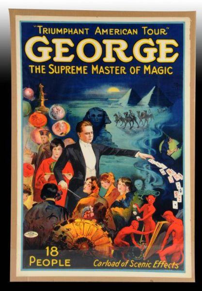 Appraisal: George Supreme Master of Magic Paper Poster Description Circa to