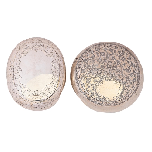 Appraisal: Two Victorian and Edwardian round and oval silver tobacco boxes