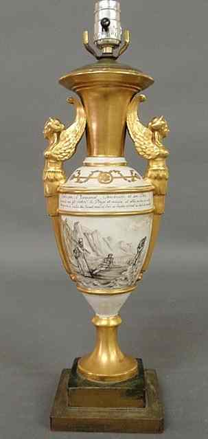 Appraisal: Old Paris porcelain vase with gilt French verse and Robinson