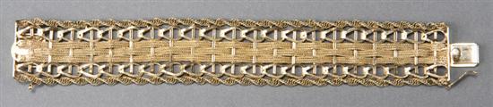 Appraisal: Ladies Kt gold wide bracelet Bracelet has a woven design