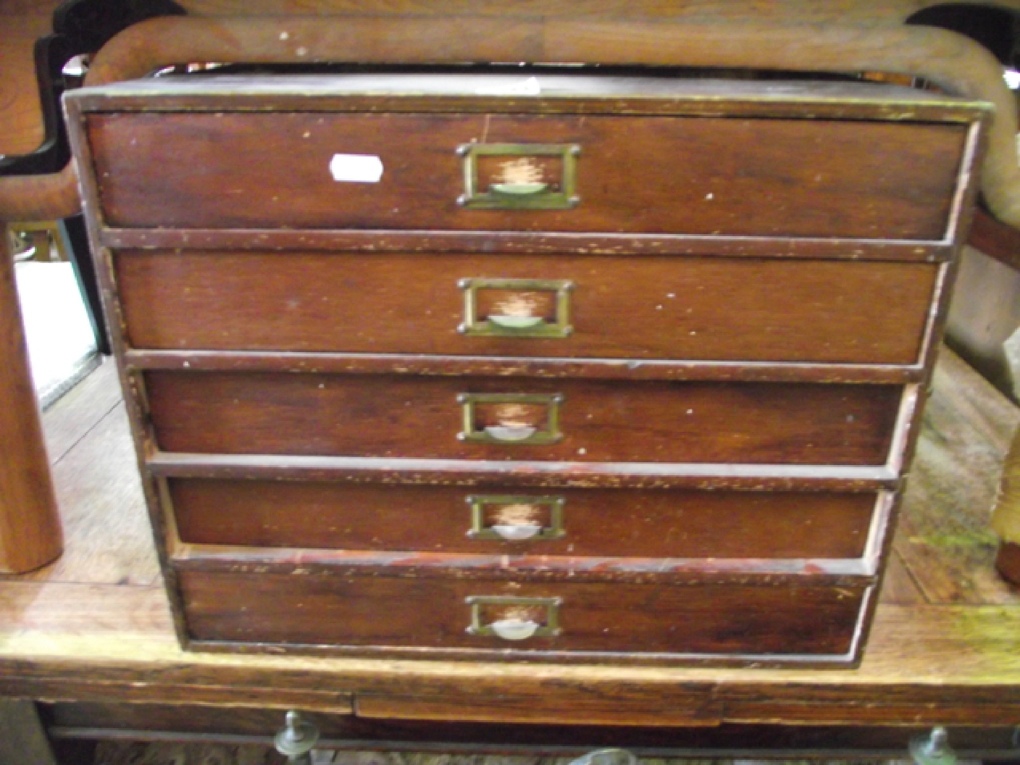 Appraisal: A vintage office filing cabinet of five drawers cm wide