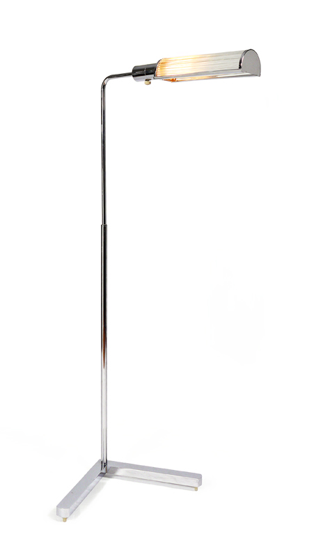 Appraisal: CASELLA LIGHTING CHROME READING LAMP Polished chrome floor lamp with