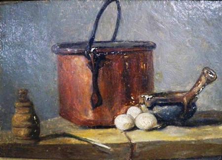 Appraisal: Manner of Jean Baptiste-Simeon Chardin Still Life with Eggs a