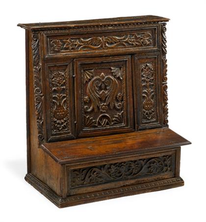 Appraisal: Italian carved walnut prie deux late th century The rectangular