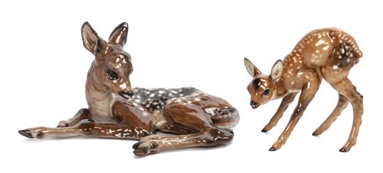 Appraisal: Sale Lot Two German Porcelain Deer Figurines th century the