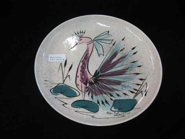 Appraisal: Marc Bellaire California Pottery Dish peacockdesign - '' excellent