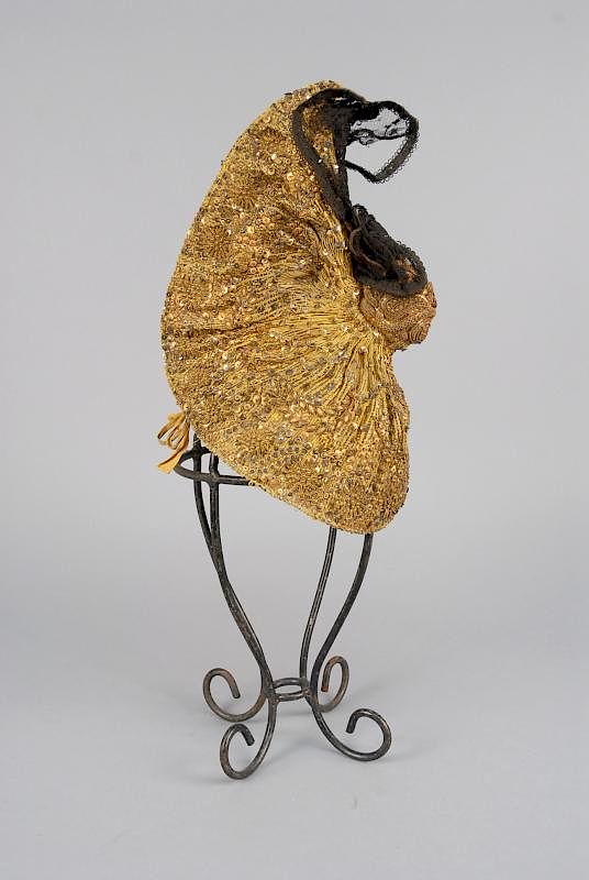 Appraisal: AUSTRIAN METALLIC GOLD BONNET th C Wire frame having allover