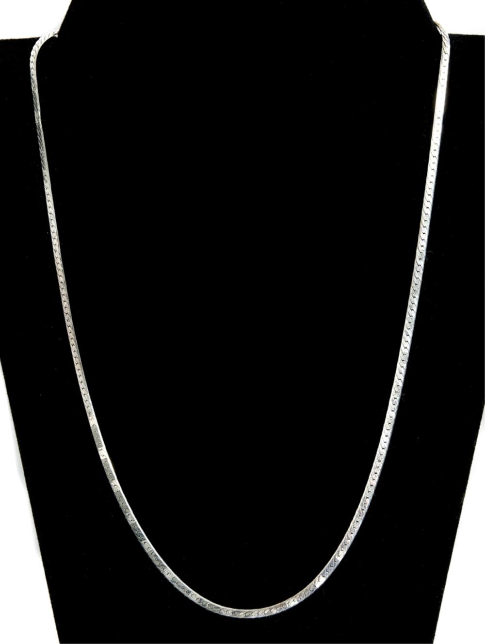 Appraisal: STERLING SILVER HERRINGBONE CHAIN NECKLACESterling silver herringbone necklace chain Stamped