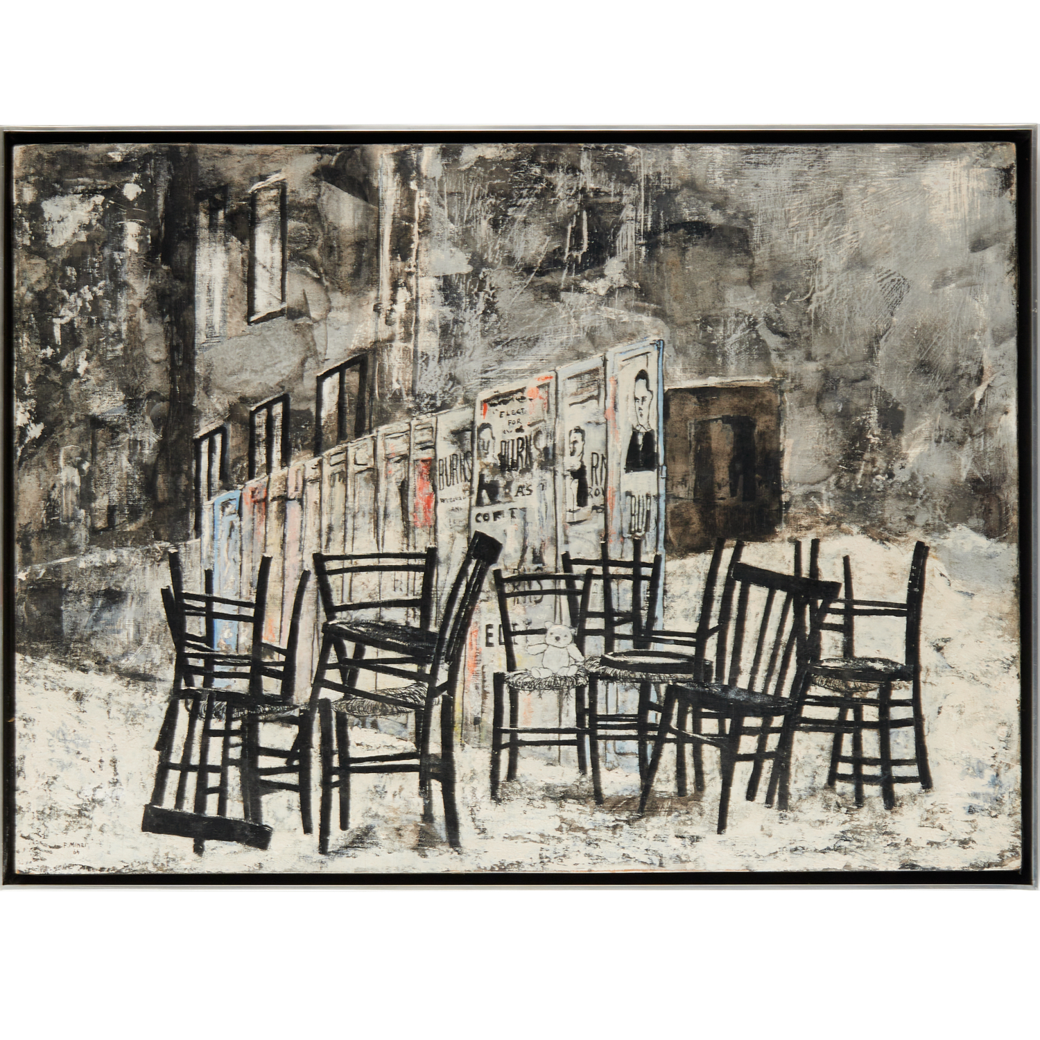 Appraisal: FRANCO MINEI TEMPERA ON PANEL Franco Minei Italian b Chairs