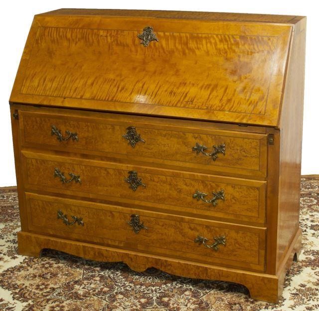 Appraisal: Biedermeier slant-front secretary th c maple case with geometric string