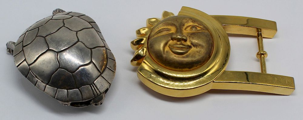 Appraisal: STERLING Kieselstein-Cord Belt Buckles Includes a sterling Barry Kieselstein-Cord turtle