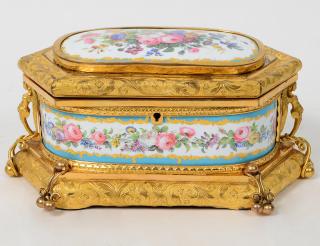 Appraisal: LOUIS PHILIPPE PORCELAIN GILT METAL CASKET Third Quarter of the