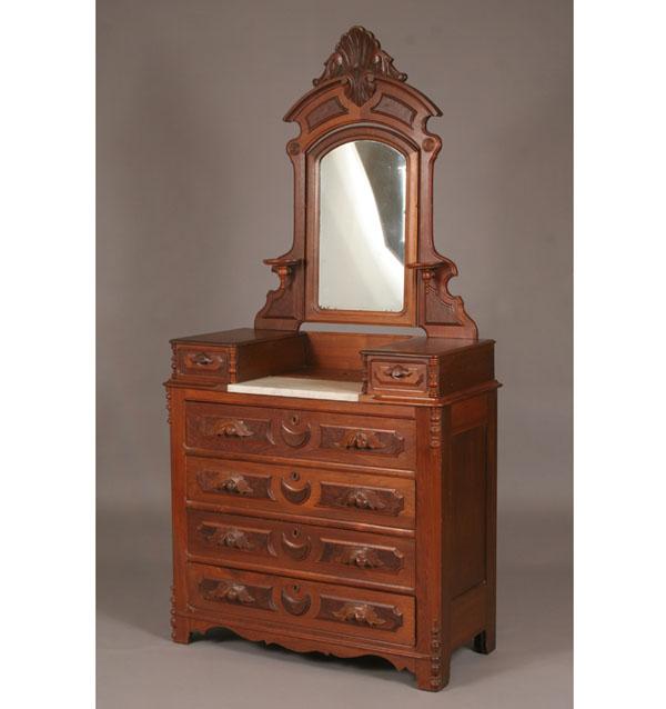 Appraisal: Victorian East Lake Style Dresser w Mirror marble insert walnut