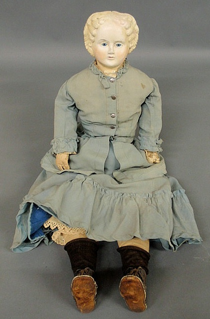 Appraisal: Large German doll with composition head late th c h