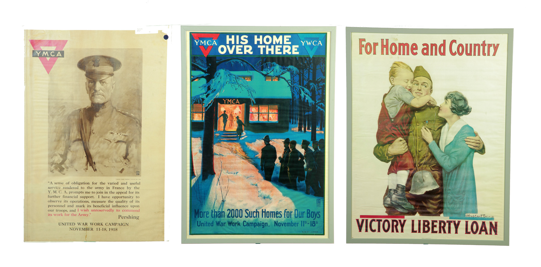 Appraisal: THREE WORLD WAR TWO POSTERS American c YMCA with black