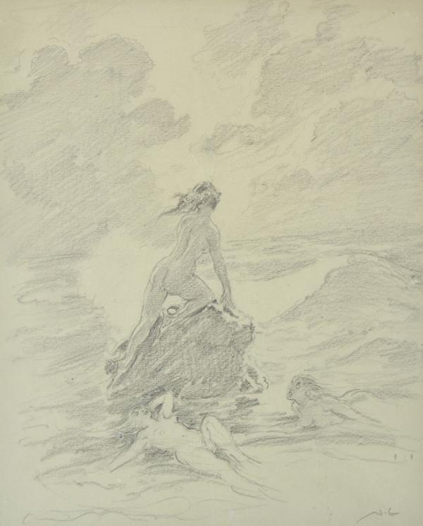 Appraisal: NORMAN LINDSAY - Sirens pencil on paper NORMAN LINDSAY -