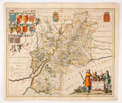 Appraisal: Johannes Blaeu - Glocestria Ducatus Vulgo Glocestershire circa coloured engraved