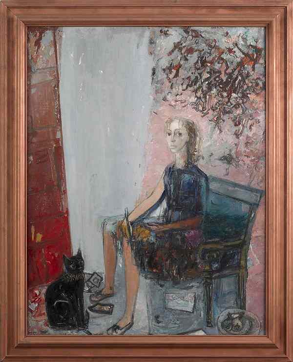 Appraisal: Jeanne Daour Romanian b oil on canvas interior of a