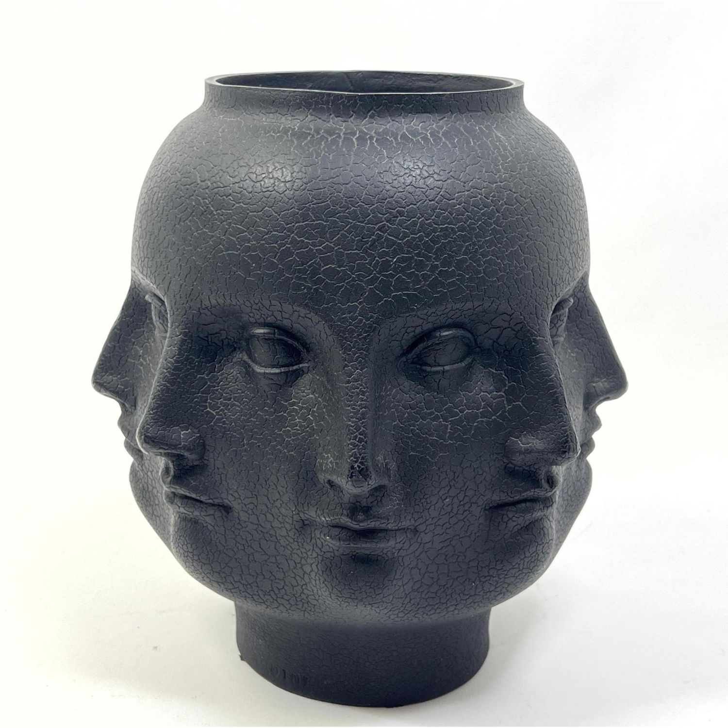 Appraisal: PIERO FORNASETTI style Multi Face Vase Black Crackle Finish TMS