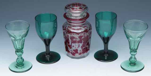 Appraisal: A PAIR OF BRISTOL GREEN WINE GLASSES together with a