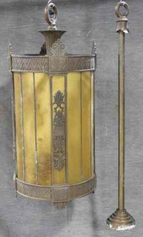 Appraisal: Bronze and Amber Art Deco Hanging Chandelier From a Roslyn