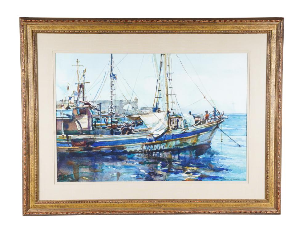 Appraisal: SHIRL GOEDIKE B THE FISHING BOATS watercolor on paper signed