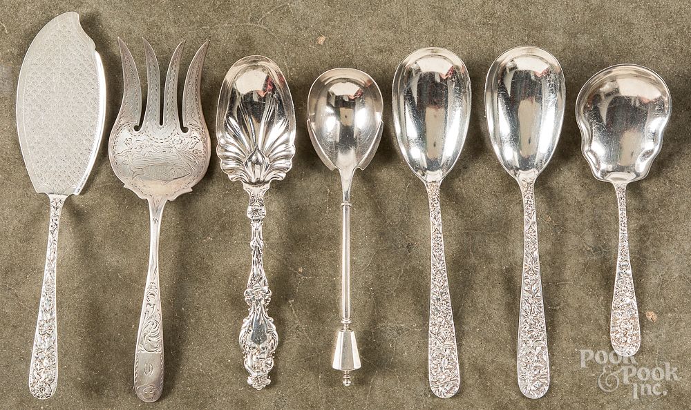 Appraisal: Sterling silver serving utensils ozt Sterling silver serving utensils ozt