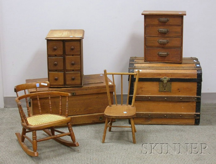 Appraisal: Six Pieces of Small Furniture and Accessories a four-drawer chest