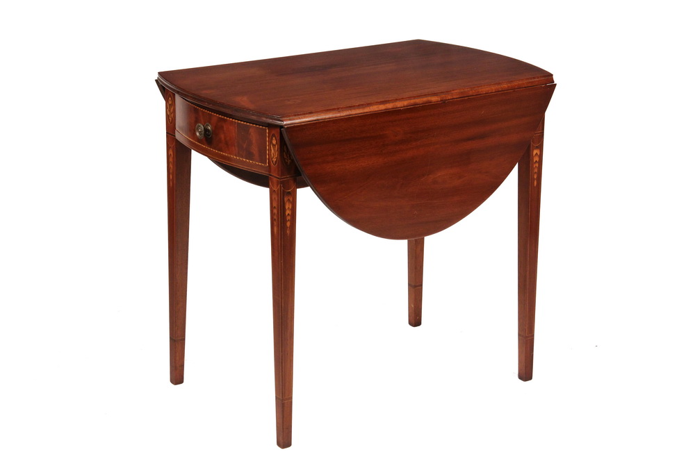 Appraisal: CUSTOM PEMBROKE TABLE - Hepplewhite Style Oval Drop Leaf in