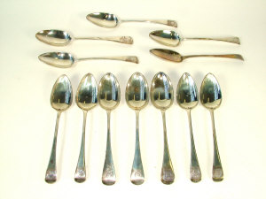 Appraisal: Eight George III silver Old English pattern table spoons By